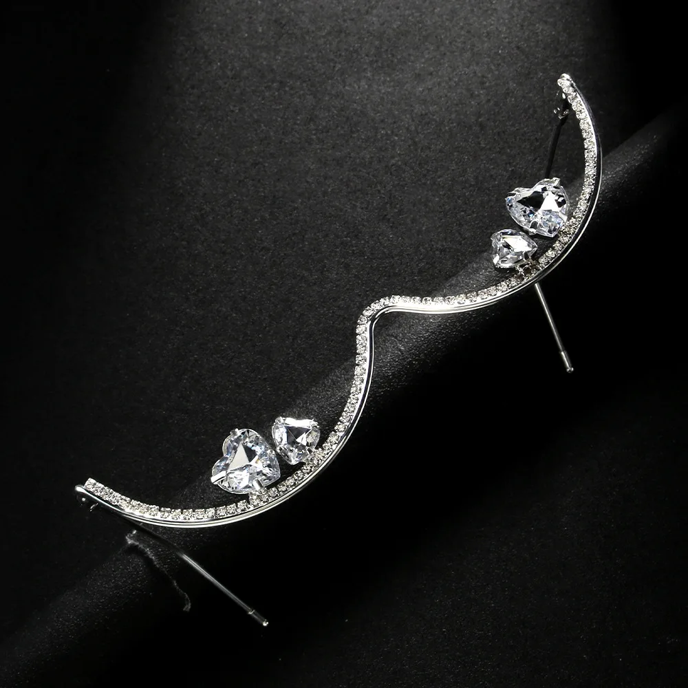 Designer Luxury Rhinestone Double Heart Glasses Frames Fashion Accessory for Women Y2K Cosplay Dance Face Jewelry 2025