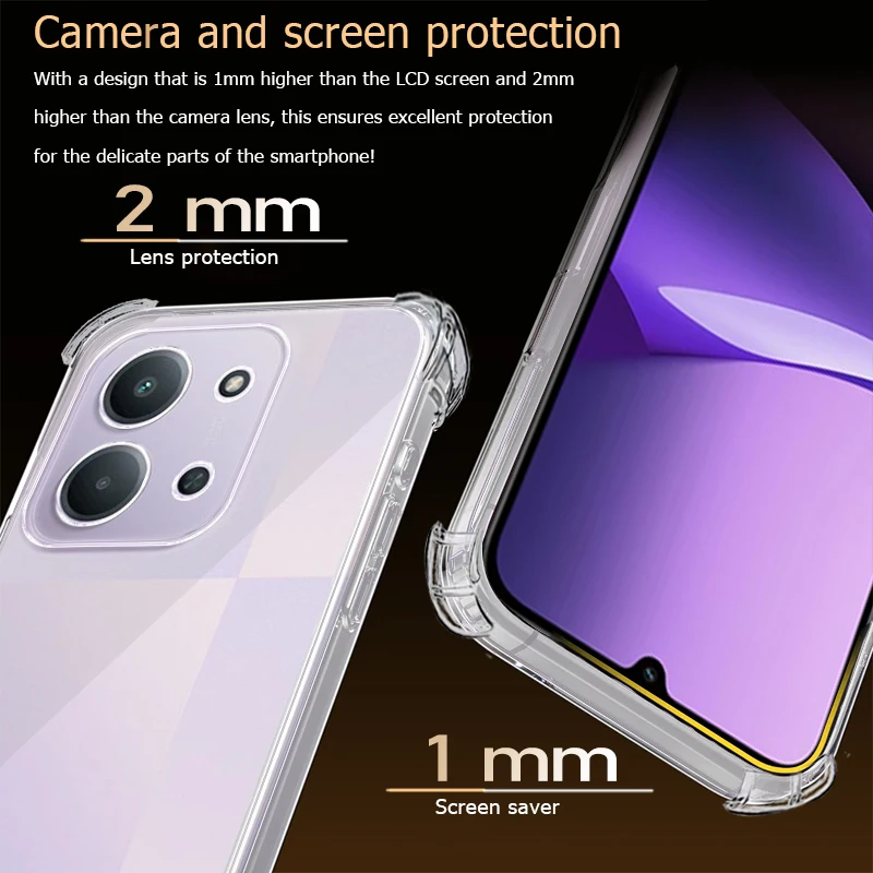 Ultra Thin Clear Phone Case For Xiaomi Redmi 15C 14C 13C 12 14R 13R A5 A1 Plus + A2 A3 A3x A4 13 14 15 R 5G 4G Soft Transparent