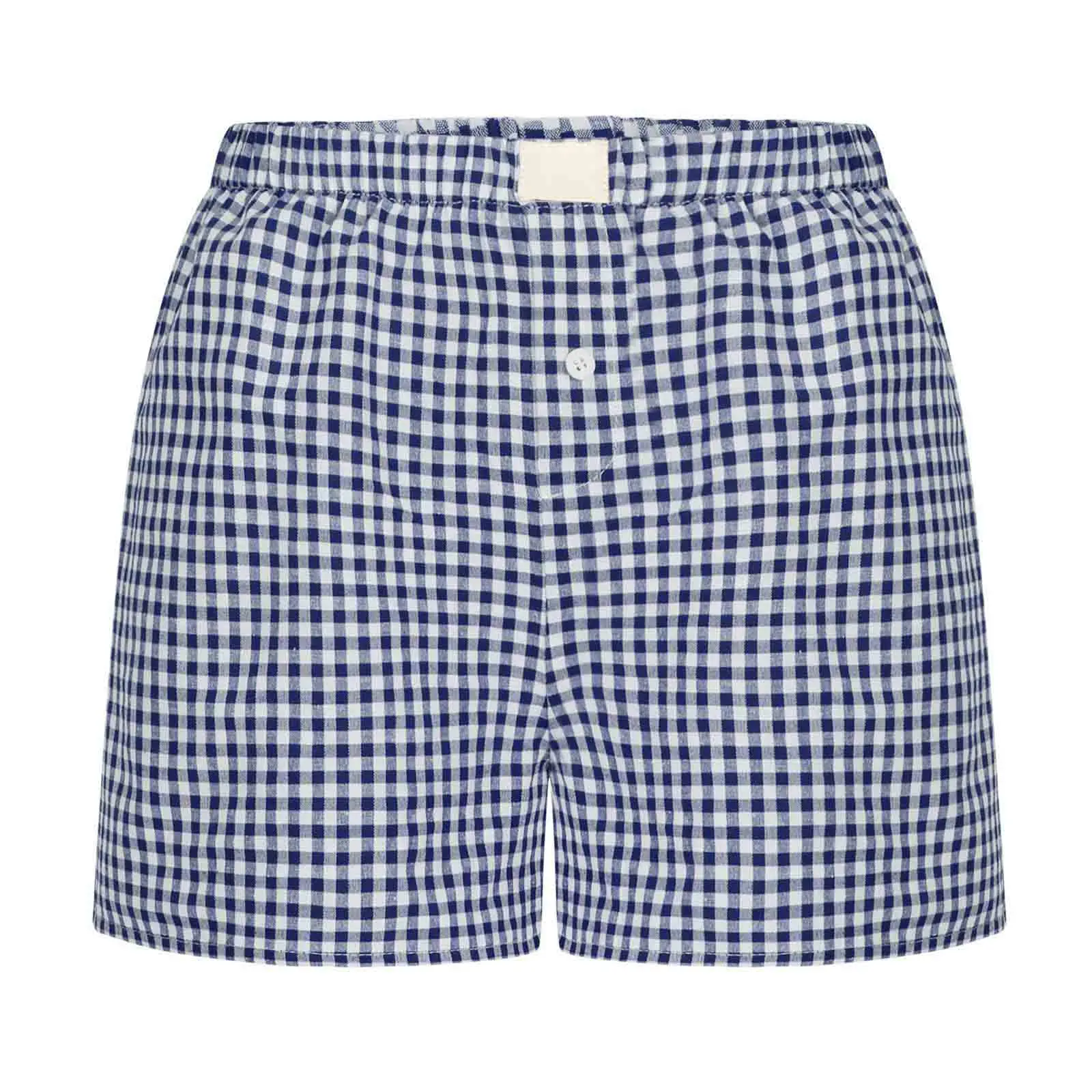 Youthful Summer Women's Casual Plaid Shorts Teenage Girls Elastic Waistband Lace-Up Classic Versatile Fashionable Summer Shorts