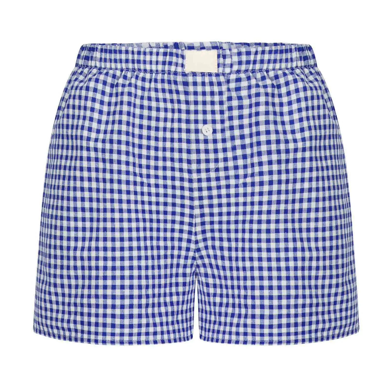 Youthful Summer Women's Casual Plaid Shorts Teenage Girls Elastic Waistband Lace-Up Classic Versatile Fashionable Summer Shorts