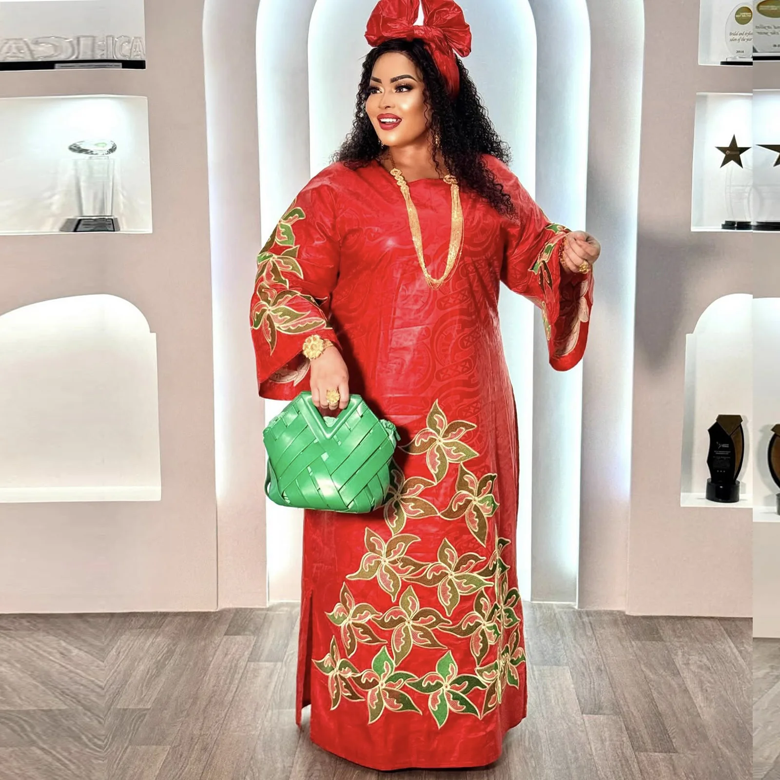 African Attire For Women Abaya Embroidery Plus Size Elegant Party Church Dress