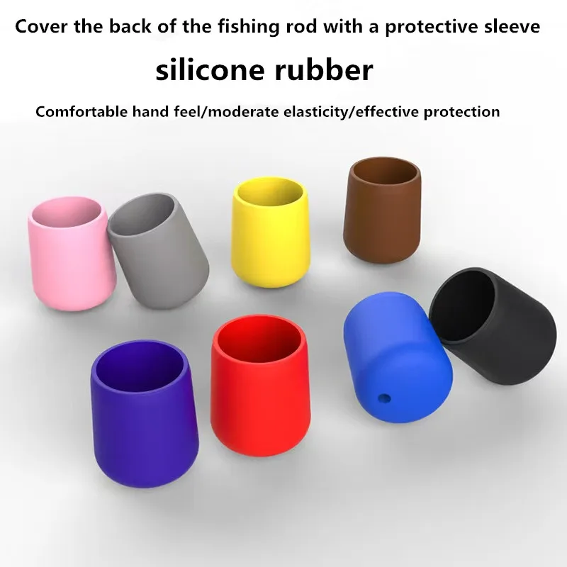 Fishing Rod End Cap Fishing Rod Handle Protective Case Silicone Lure Rod Bottom Protector Fishing Accessories