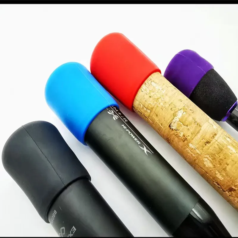 Fishing Rod End Cap Fishing Rod Handle Protective Case Silicone Lure Rod Bottom Protector Fishing Accessories