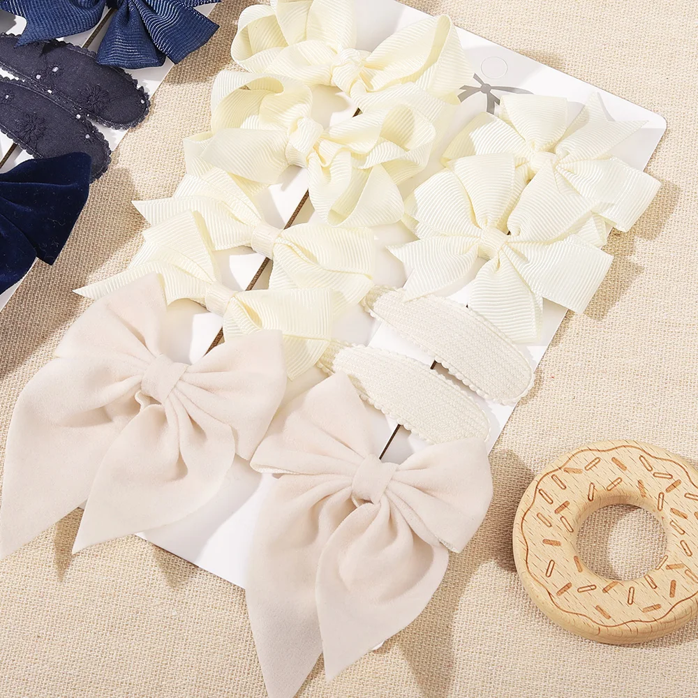 10Pcs/set Bows Hair Clip Set for Girls Autumn Winter Texture Fashion Gifts Handmade Kids Bowknots Hairpins Baby Hair Accessories