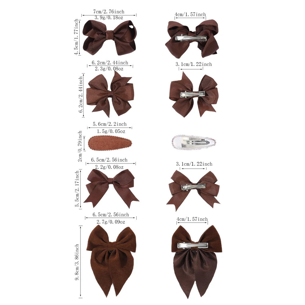 10Pcs/set Bows Hair Clip Set for Girls Autumn Winter Texture Fashion Gifts Handmade Kids Bowknots Hairpins Baby Hair Accessories