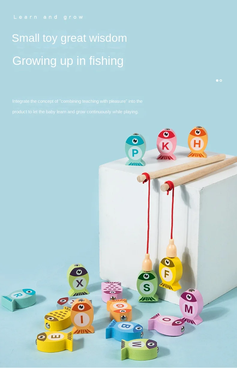 Kids Wooden Fishing Game Toy Gifts Early Education Alphabet Numeric Cognitive Toys Children Interactive Games Toys for Gifts