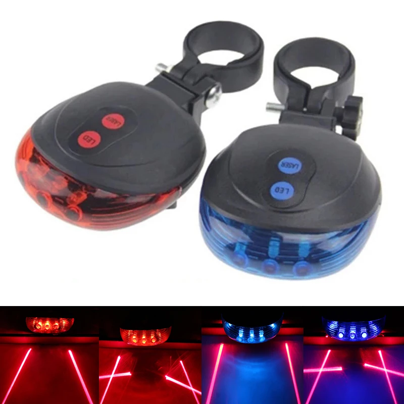 Bicycle Bike LED Lights Waterproof Cycling Taillight Safety Warning Taillight MTB Bike Rear Tail Lights 2 Lasers 5 LED