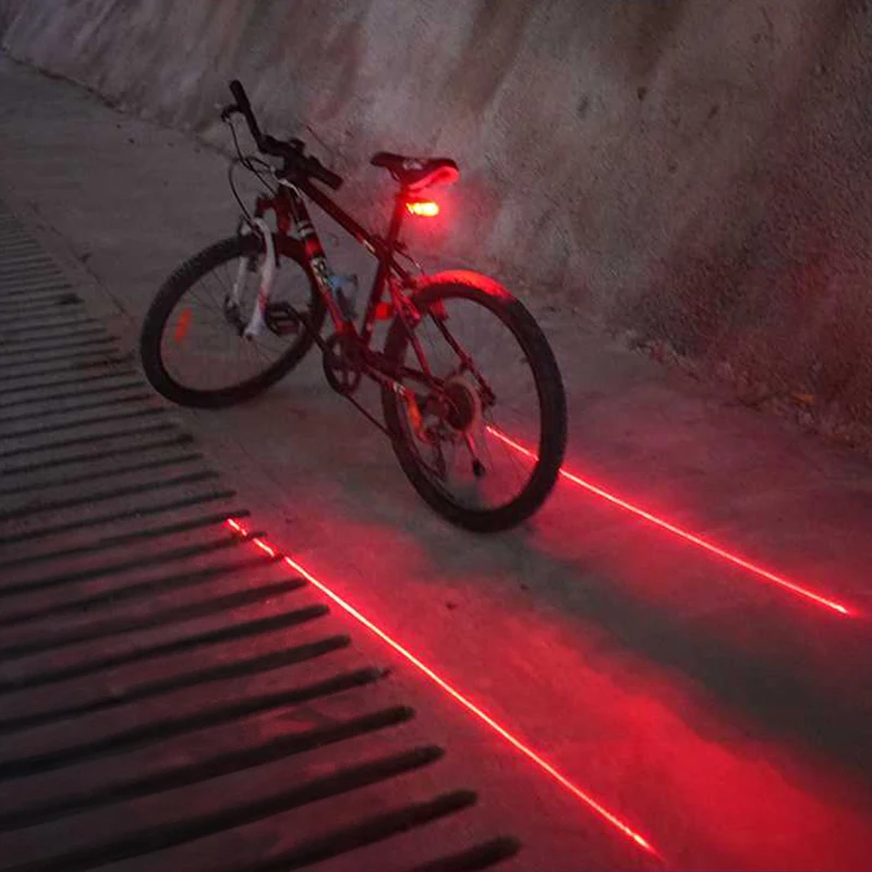 Bicycle Bike LED Lights Waterproof Cycling Taillight Safety Warning Taillight MTB Bike Rear Tail Lights 2 Lasers 5 LED