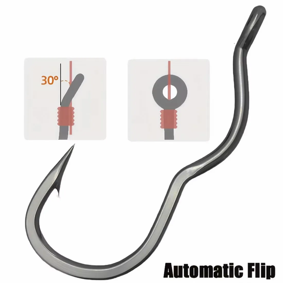 50 Pcs Durable Automatic Flip High Carbon Steel Fishhook With Eye Anti Slip Fishing Hook Sharp Barbed Fishing Tackle Accessories