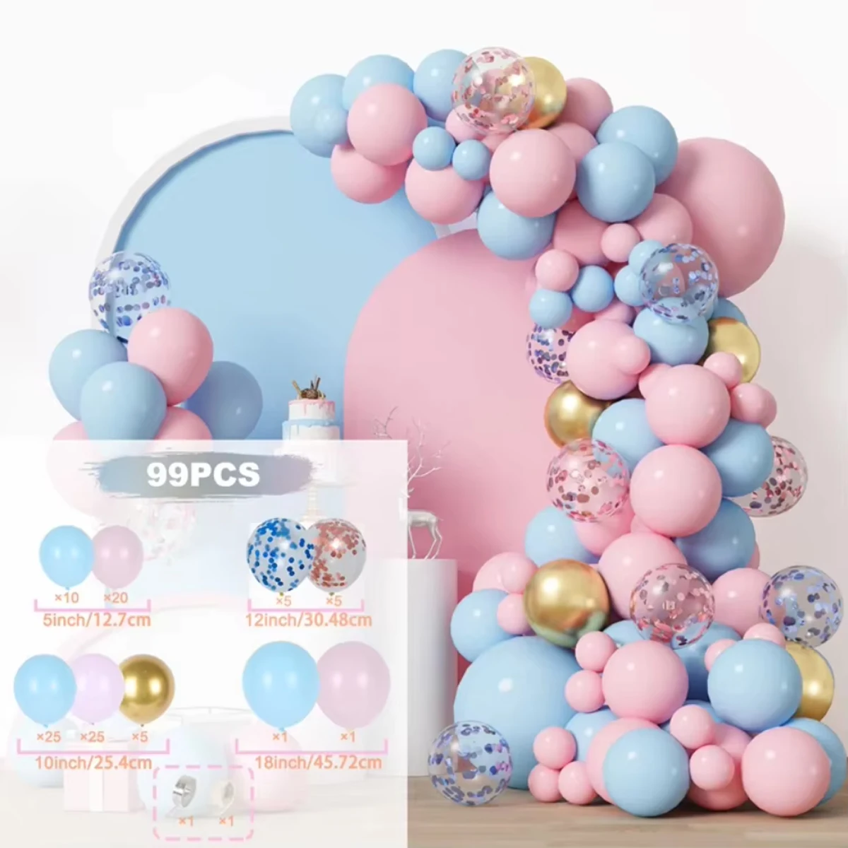 Gender Reveal Blue Pink Balloon Garland Arch Birthday Party Decor Kids Birthday Ballon Wedding Supplies Latex Ballon Baby Shower