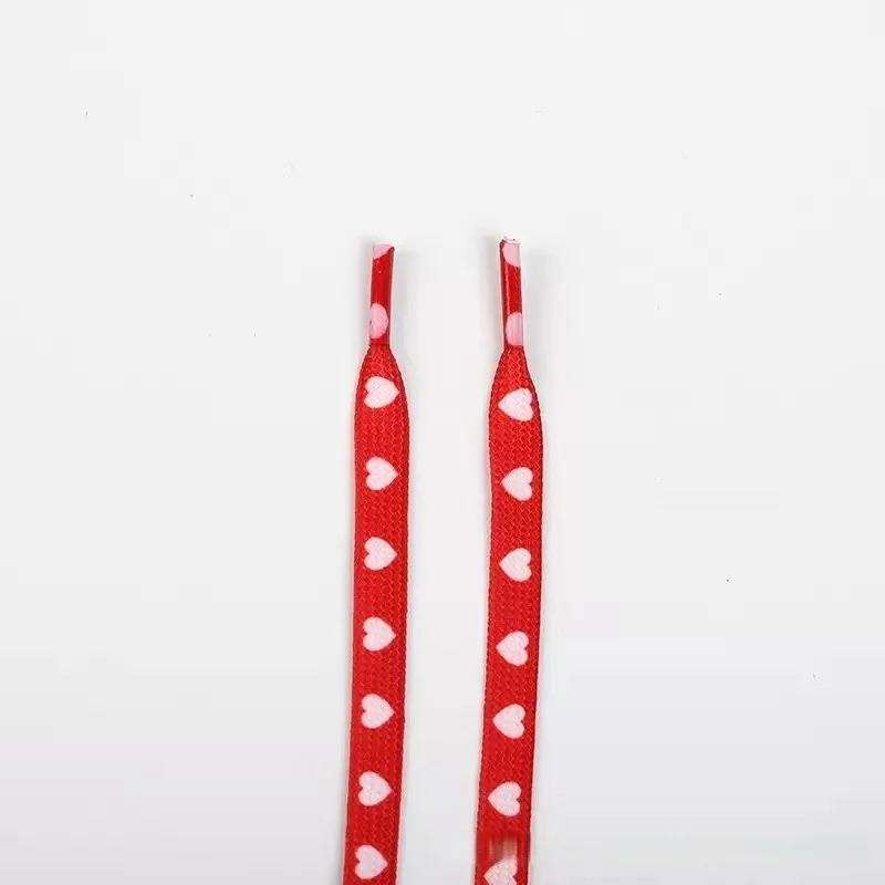 Fashion Red Heart Flat Shoelaces - Durable Acetate, for Sports/Casual Shoes, Easy-Tie Design