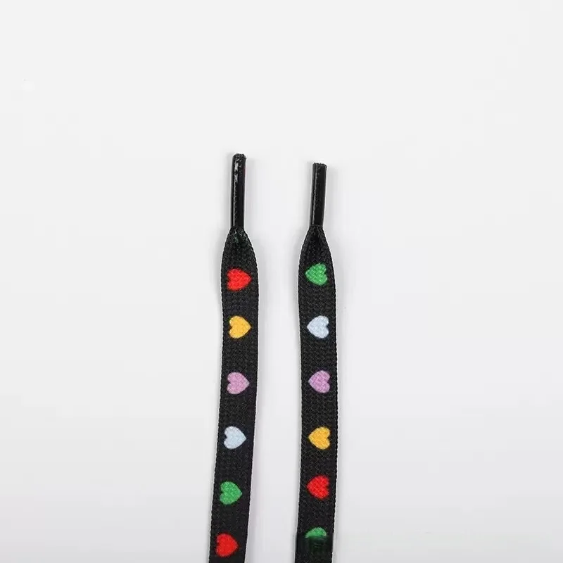 Fashion Red Heart Flat Shoelaces - Durable Acetate, for Sports/Casual Shoes, Easy-Tie Design