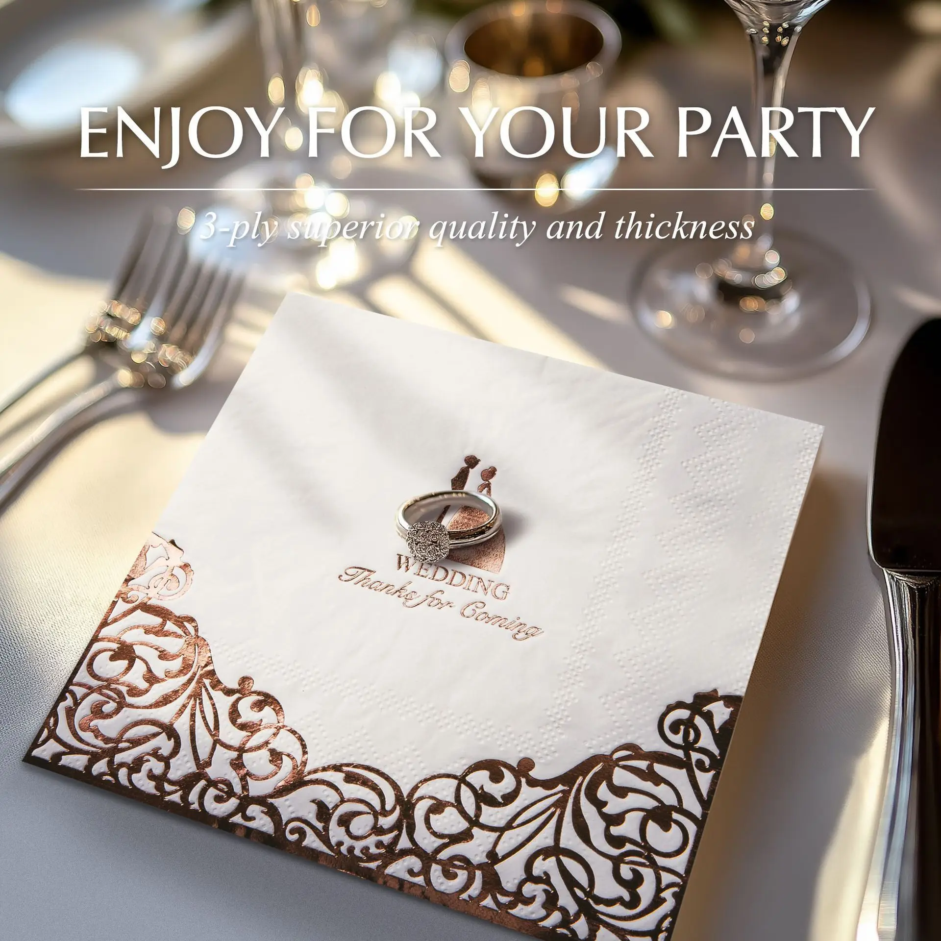 50/100 Pcs, Wedding Napkins Cocktail Beverage Napkins for Party Decorations, Cake Dessert Table Decorations Supplies