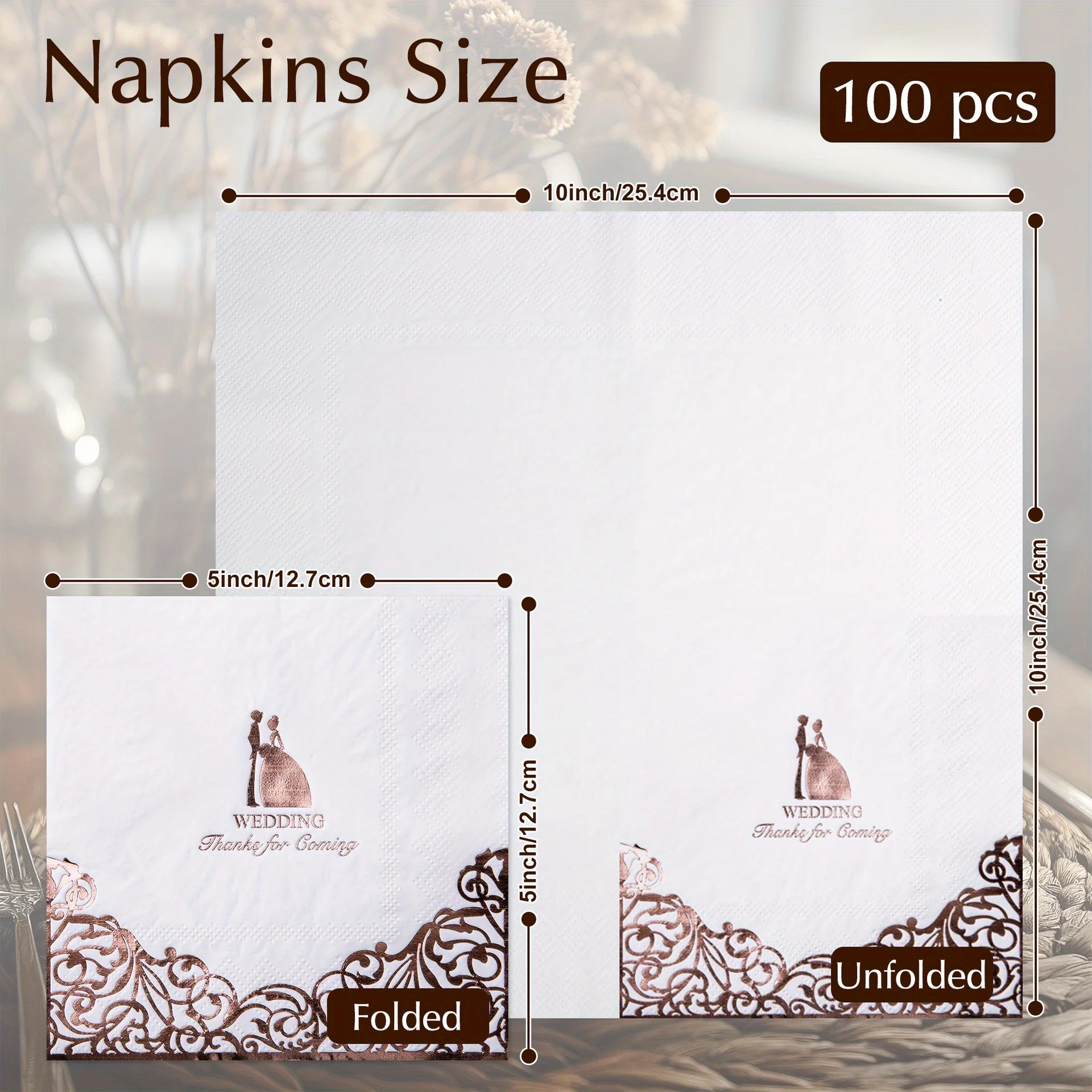 50/100 Pcs, Wedding Napkins Cocktail Beverage Napkins for Party Decorations, Cake Dessert Table Decorations Supplies