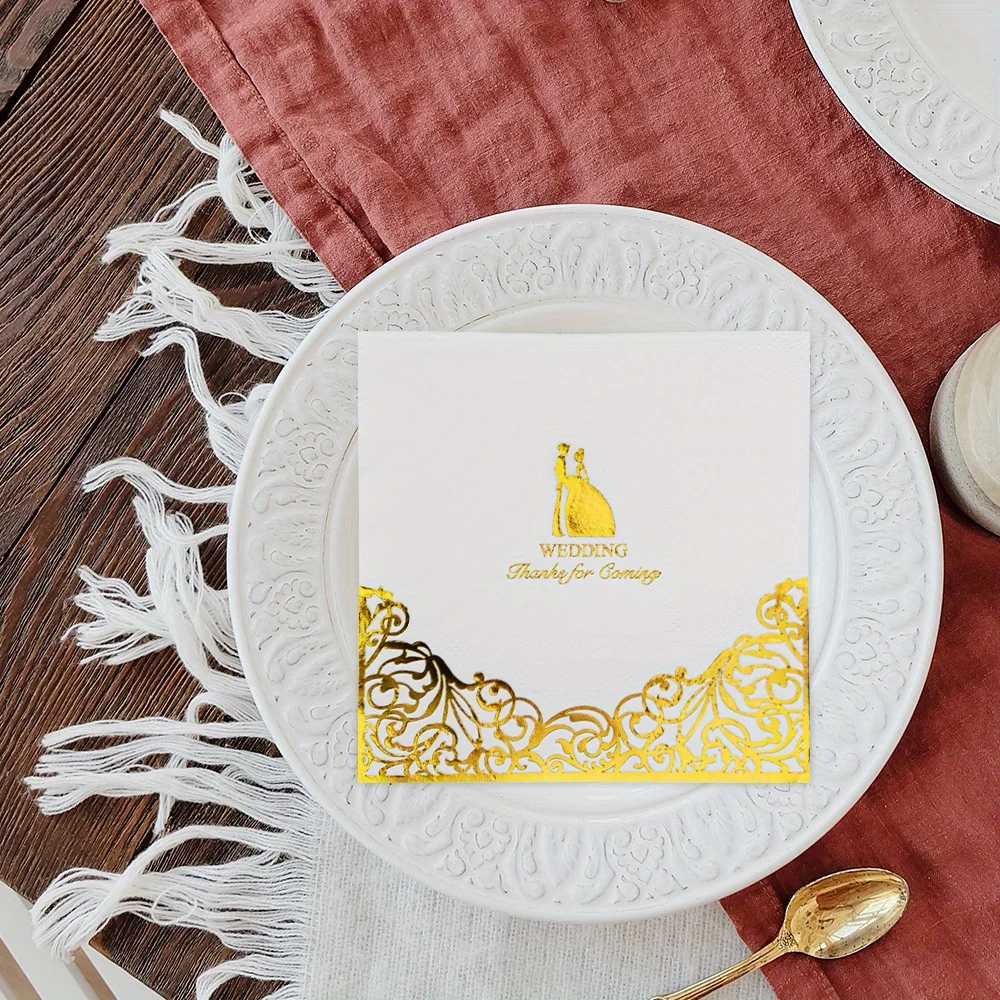 50/100 Pcs, Wedding Napkins Cocktail Beverage Napkins for Party Decorations, Cake Dessert Table Decorations Supplies
