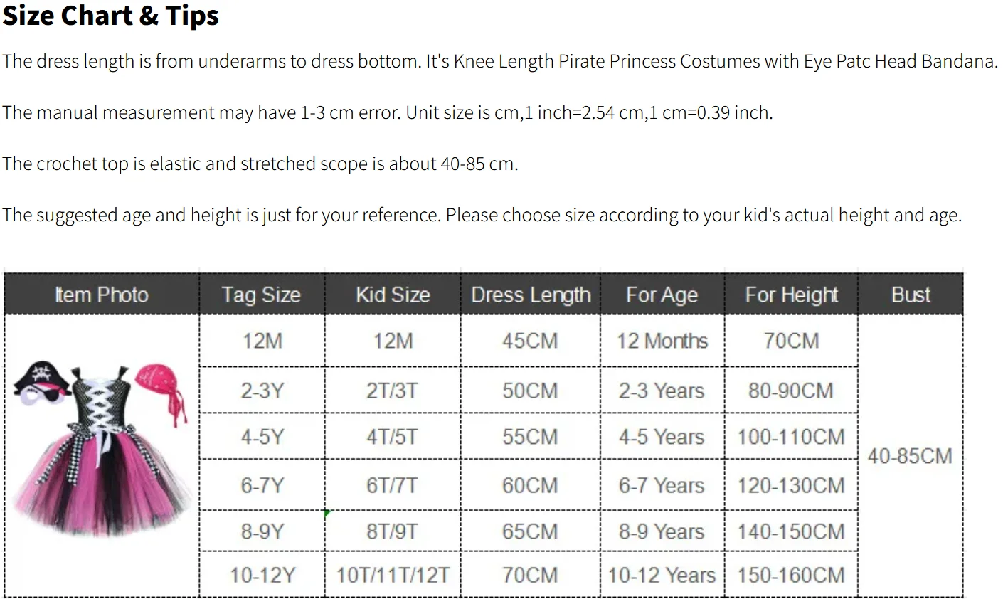 Girls for Hot Pink Black Pirate Costumes Captain Pirate Tutu Dress with Eyes Patch Head Bandana Kids Carnival Halloween Outfits