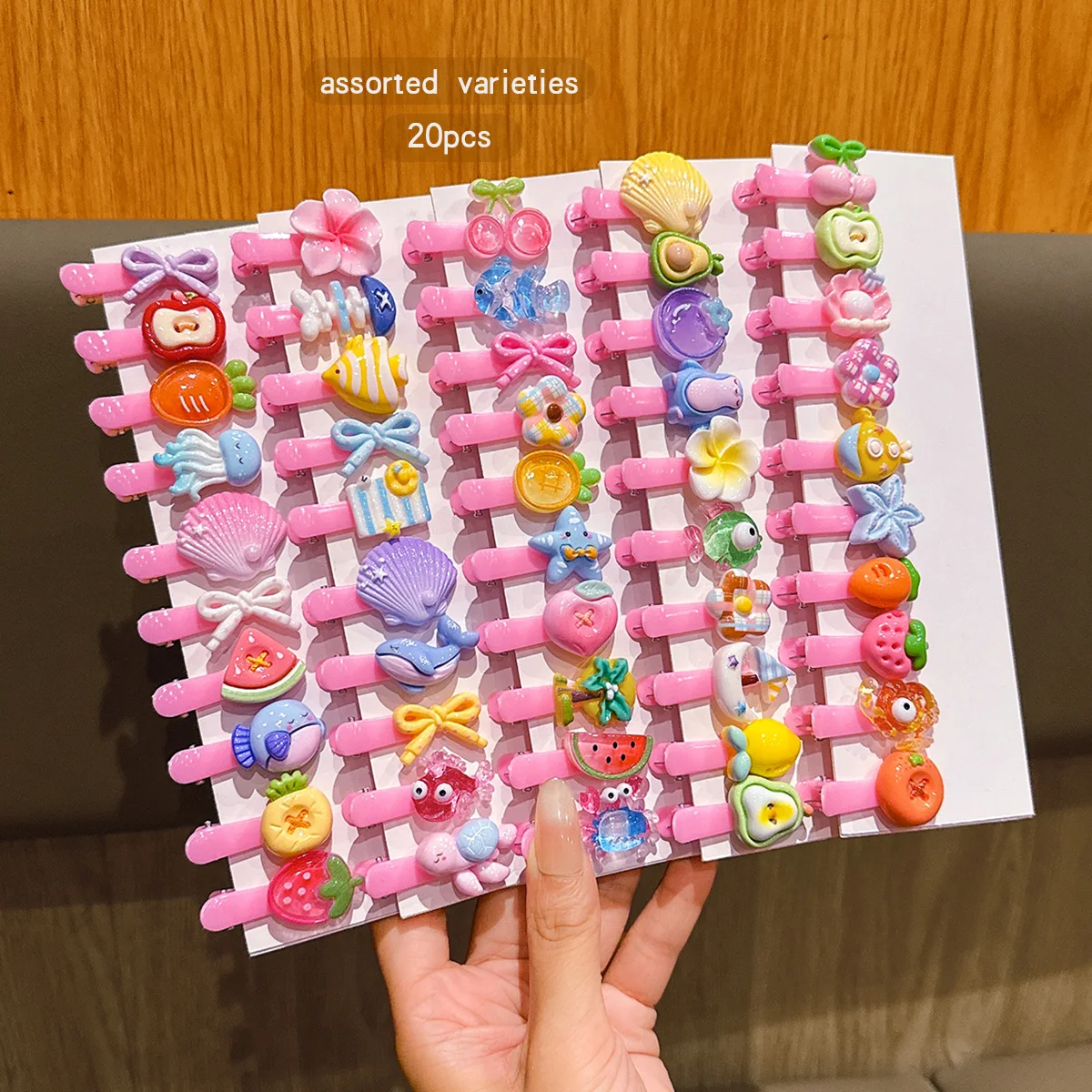 20 random sweet temperament girl pink hair clips in 20 styles