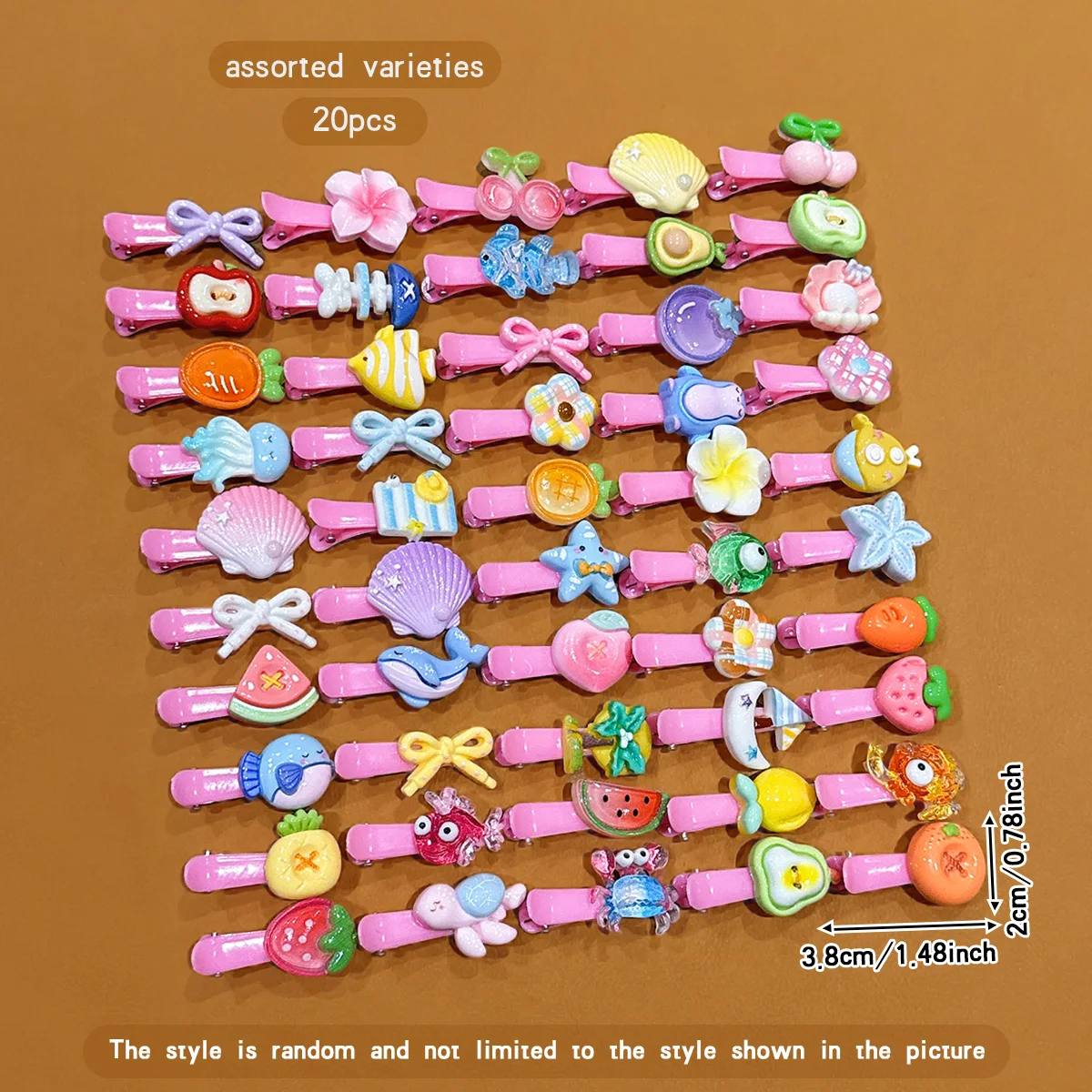 20 random sweet temperament girl pink hair clips in 20 styles