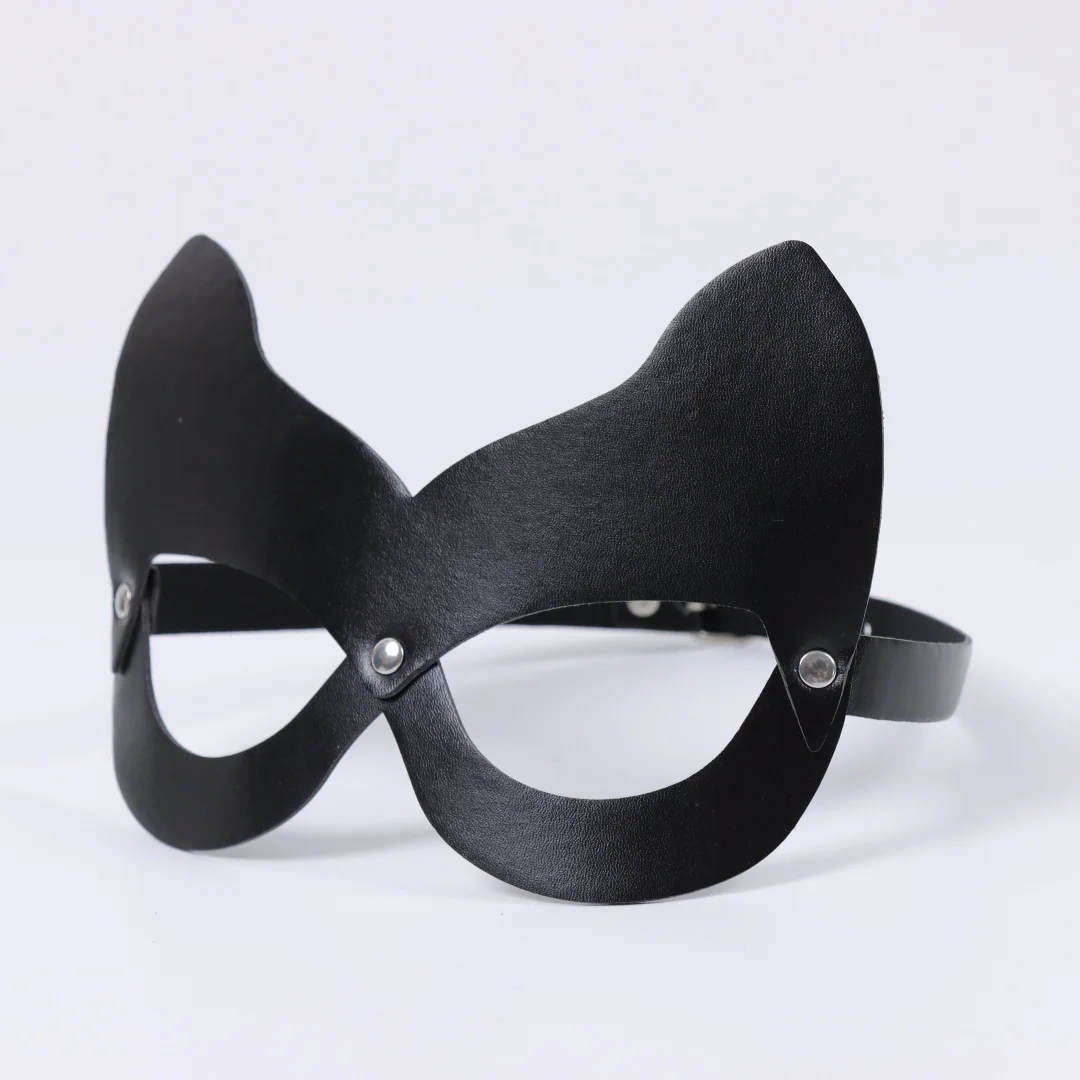 1pc Half Face Cat Eye Costume Mask Woman Black Leather Cat Mask Masquerade Mask For Halloween Party Cosplay