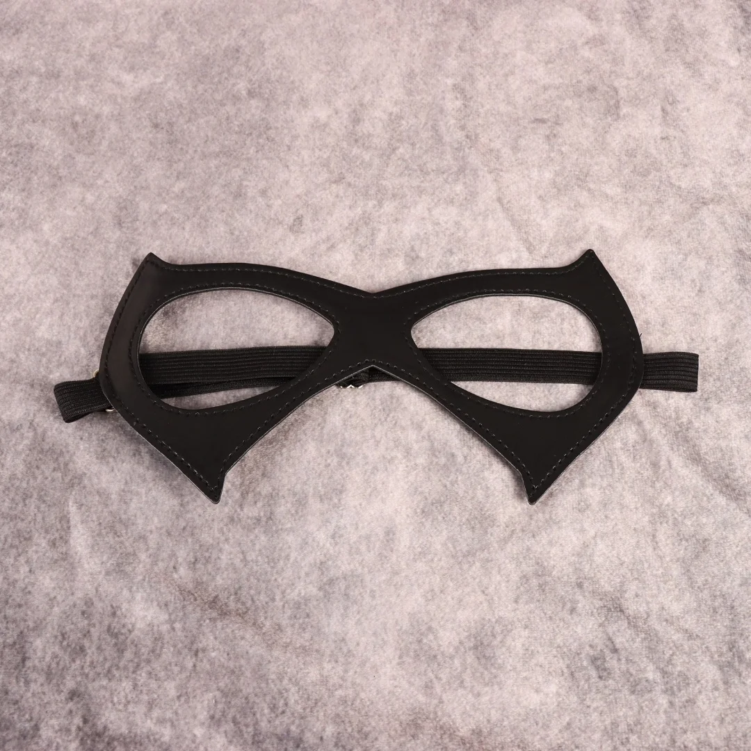 1pc Half Face Cat Eye Costume Mask Woman Black Leather Cat Mask Masquerade Mask For Halloween Party Cosplay