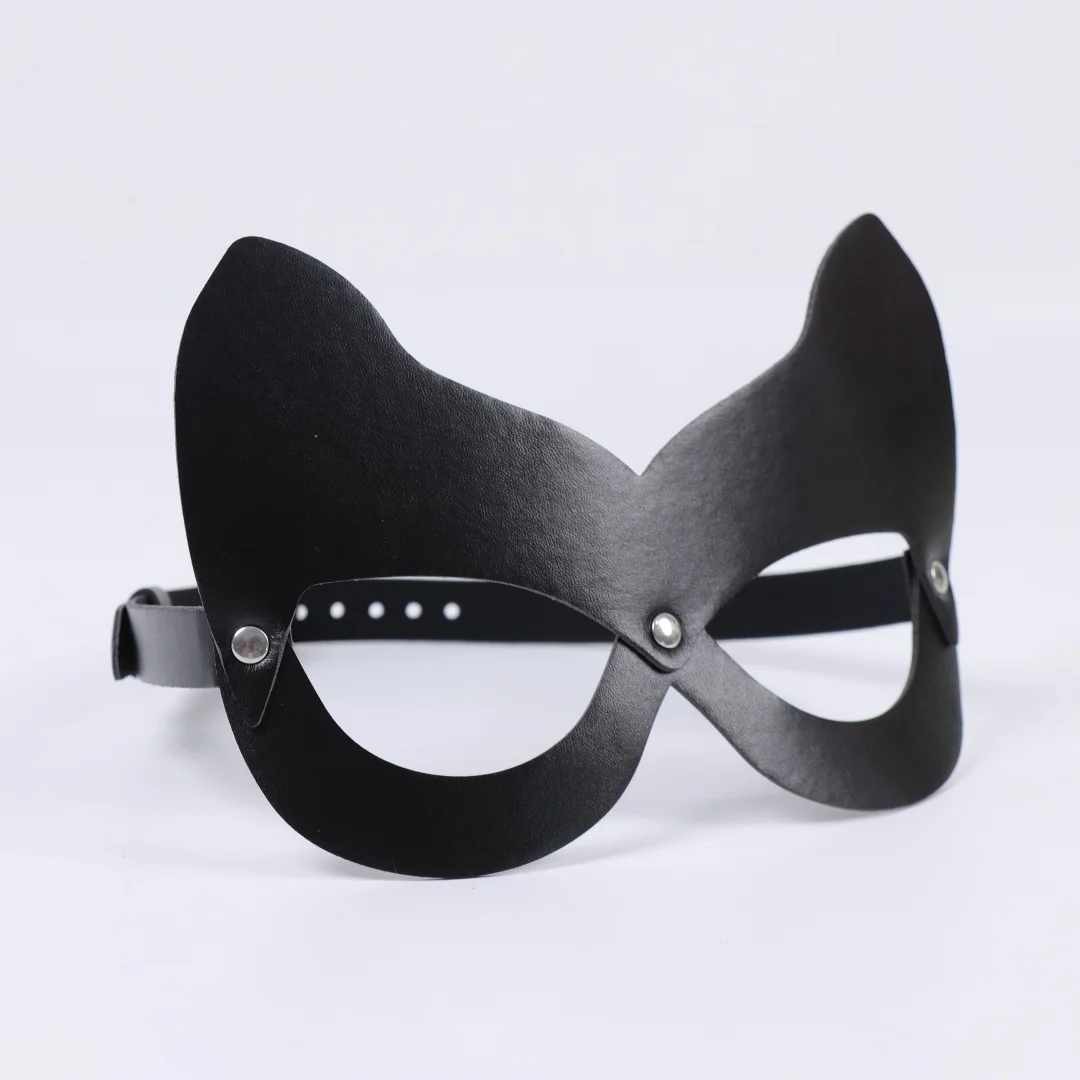 1pc Half Face Cat Eye Costume Mask Woman Black Leather Cat Mask Masquerade Mask For Halloween Party Cosplay