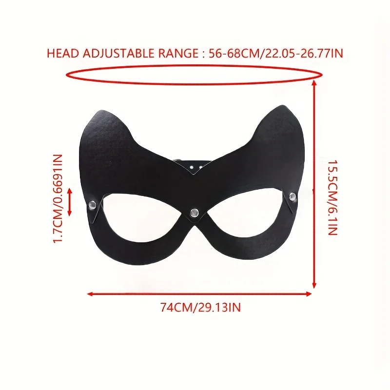 1pc Half Face Cat Eye Costume Mask Woman Black Leather Cat Mask Masquerade Mask For Halloween Party Cosplay