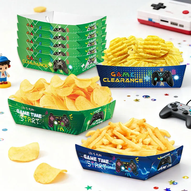12/24/36PCS Video Game Disposable Paper French Fry Boxes Food Serving Trays Candy Snack Popcorn Box Birthday Party Favors Shower