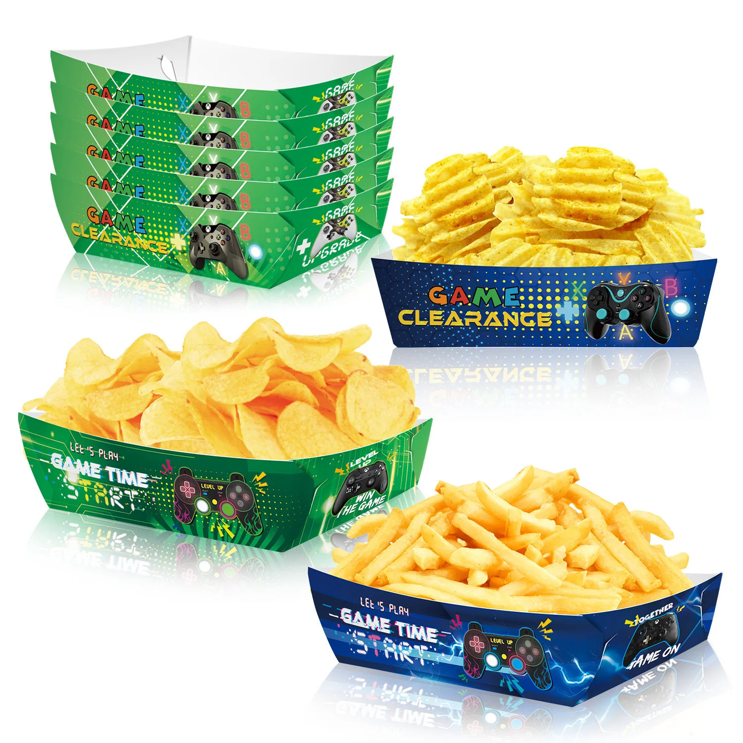12/24/36PCS Video Game Disposable Paper French Fry Boxes Food Serving Trays Candy Snack Popcorn Box Birthday Party Favors Shower