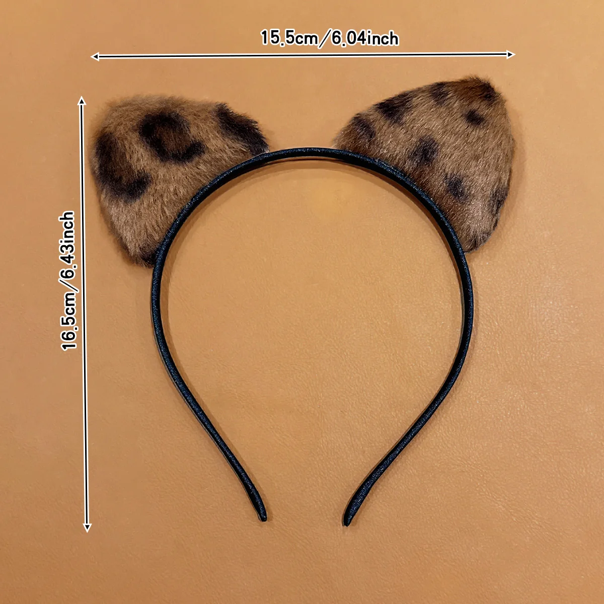 1 Cat's ears (Steamed cat-ear shaped bread) leopard print cute versatile plush hair band suitable for daily hair accessories