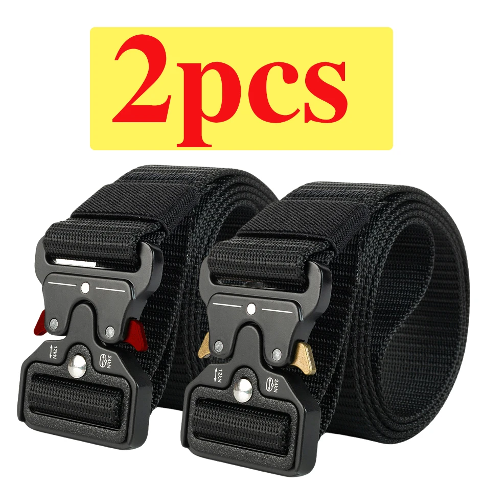 Tactical Belt Men's Multi-Functional Military Fan Canvas Belt Outdoor Artificial Nylon Training Belt 2 Pieces
