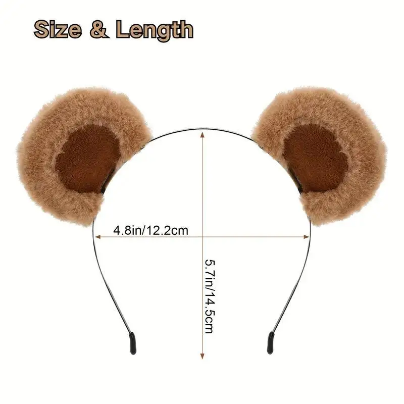 1PC Plush Bear Ear Headbands - Soft & Adorable, Unisex Accessory For Daily, Parties, Cosplay, Ideal Gift For All Ages