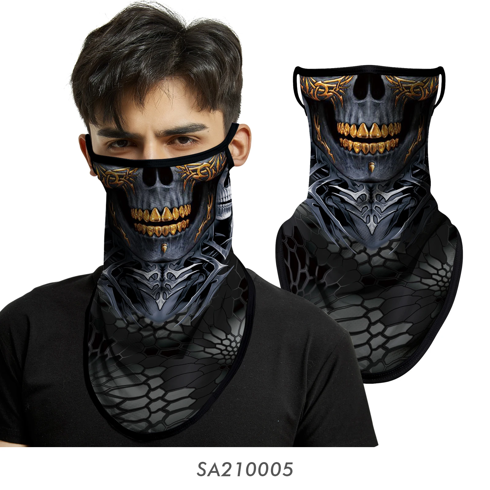 Bicycle UV Protection Face Mask Hiking Fishing Breathable Neck Cover Quick-drying Cycling Triangle Scarf Halloween 3D Skull Mask