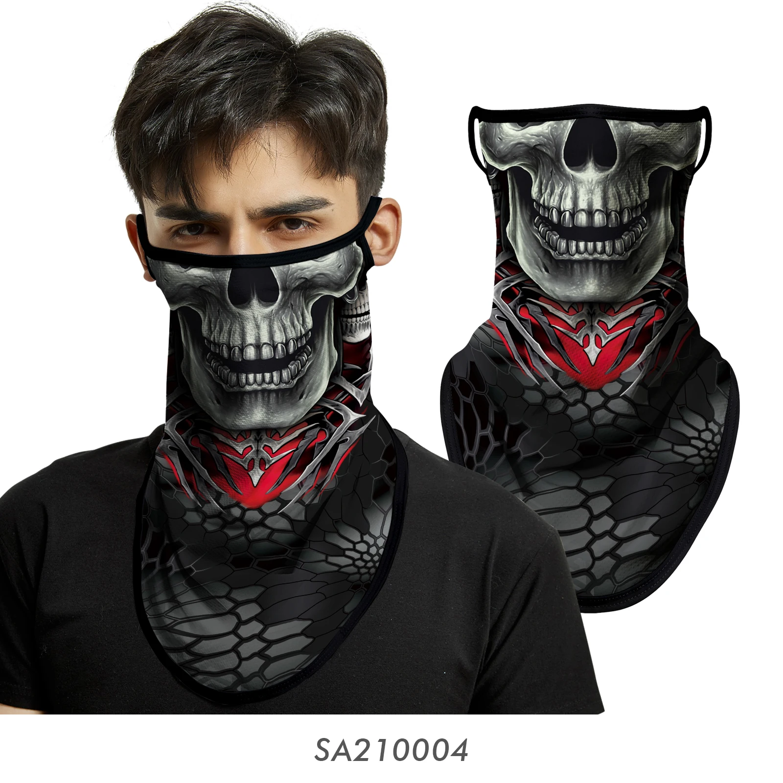 Bicycle UV Protection Face Mask Hiking Fishing Breathable Neck Cover Quick-drying Cycling Triangle Scarf Halloween 3D Skull Mask