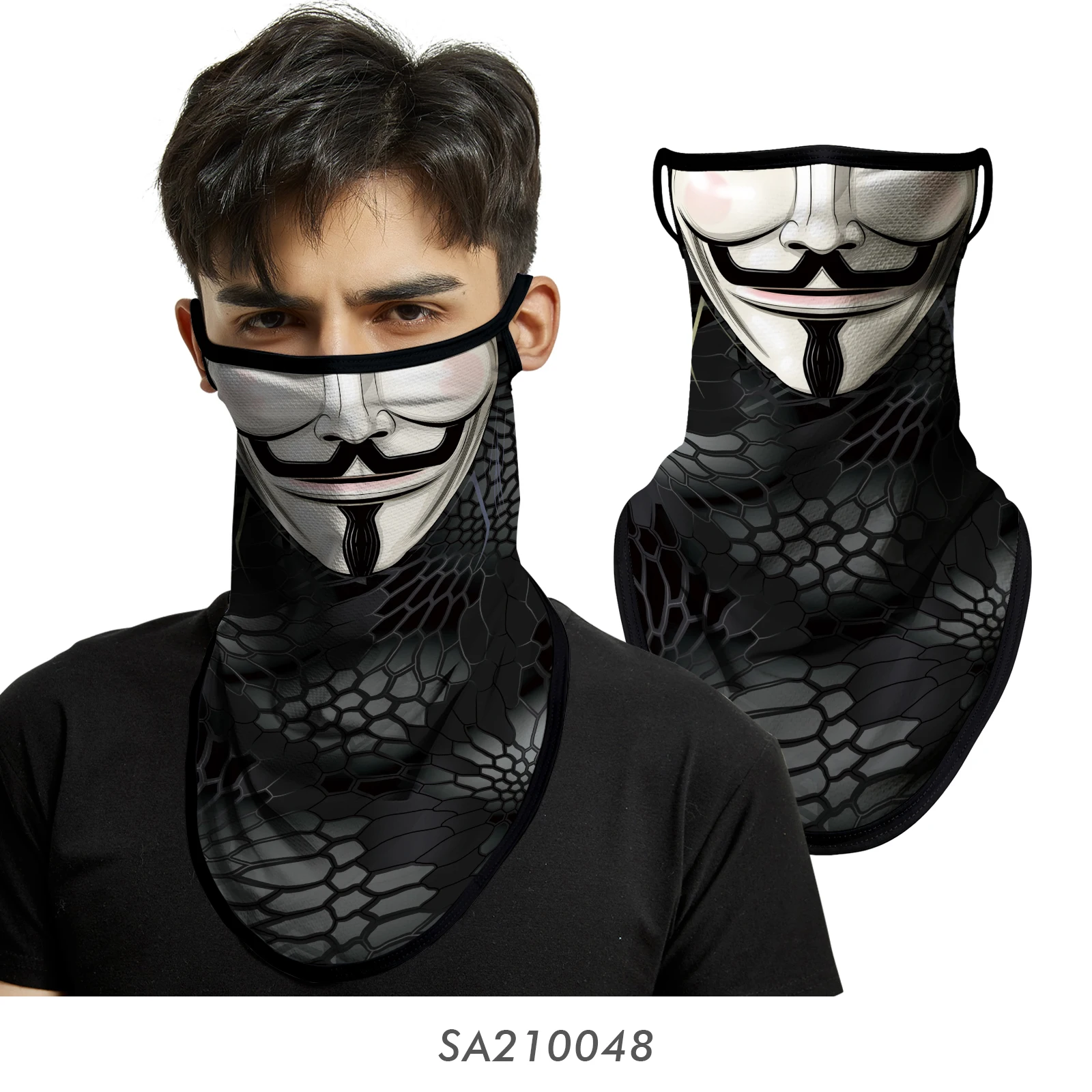Bicycle UV Protection Face Mask Hiking Fishing Breathable Neck Cover Quick-drying Cycling Triangle Scarf Halloween 3D Skull Mask