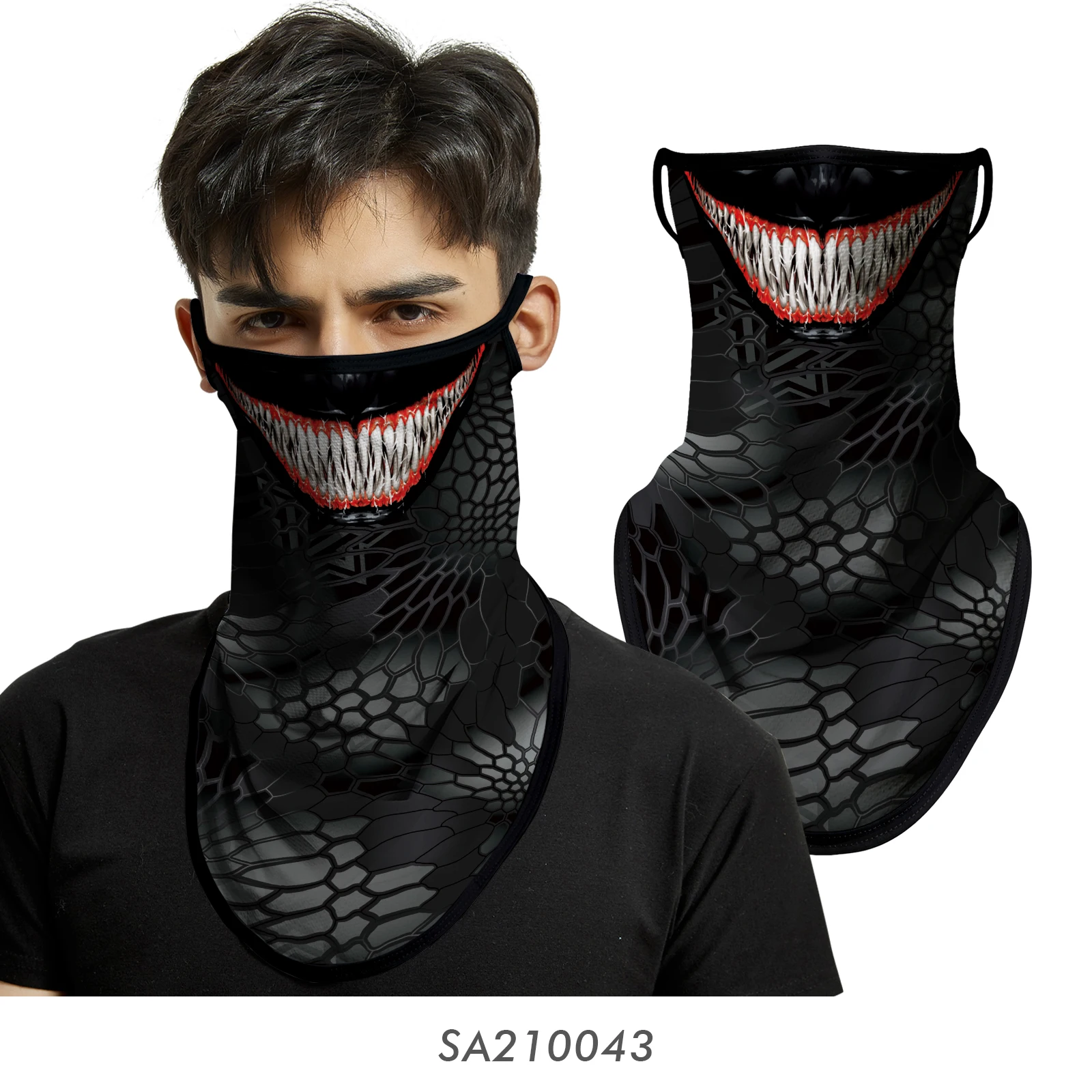 Bicycle UV Protection Face Mask Hiking Fishing Breathable Neck Cover Quick-drying Cycling Triangle Scarf Halloween 3D Skull Mask