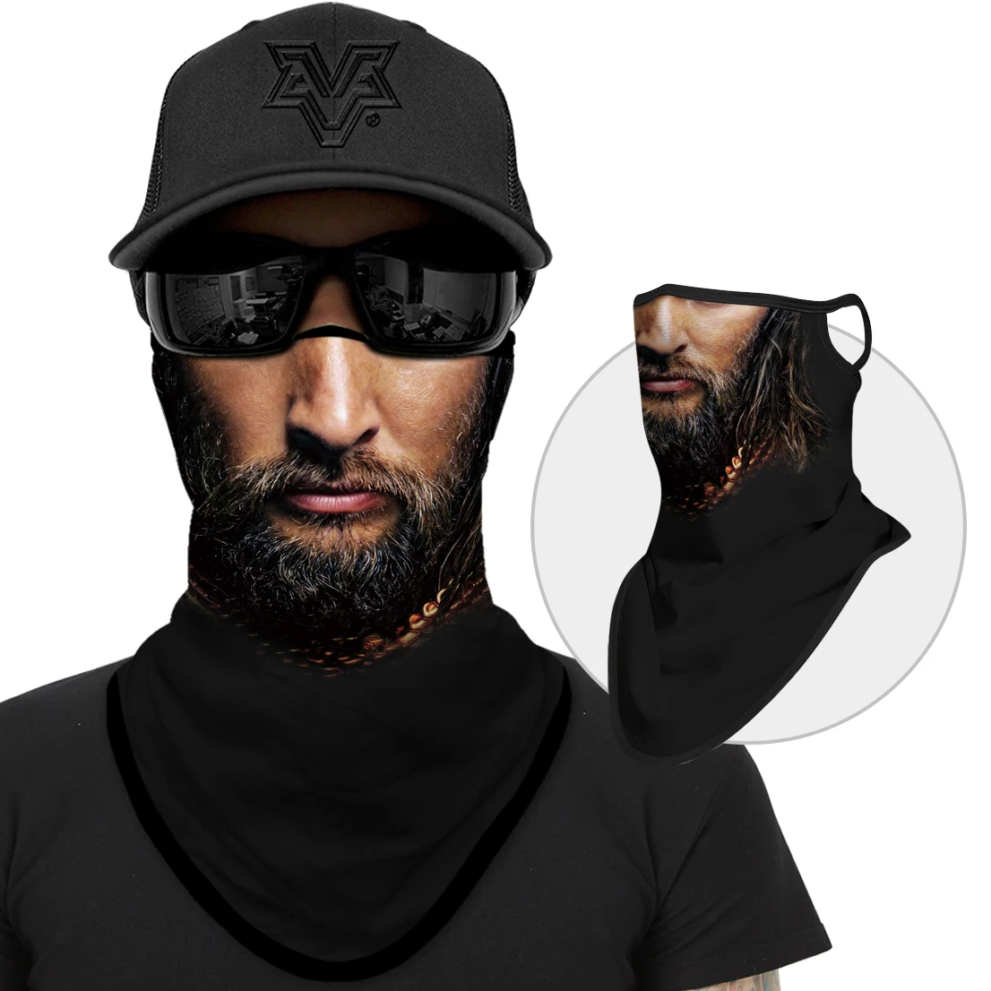 Bicycle UV Protection Face Mask Hiking Fishing Breathable Neck Cover Quick-drying Cycling Triangle Scarf Halloween 3D Skull Mask