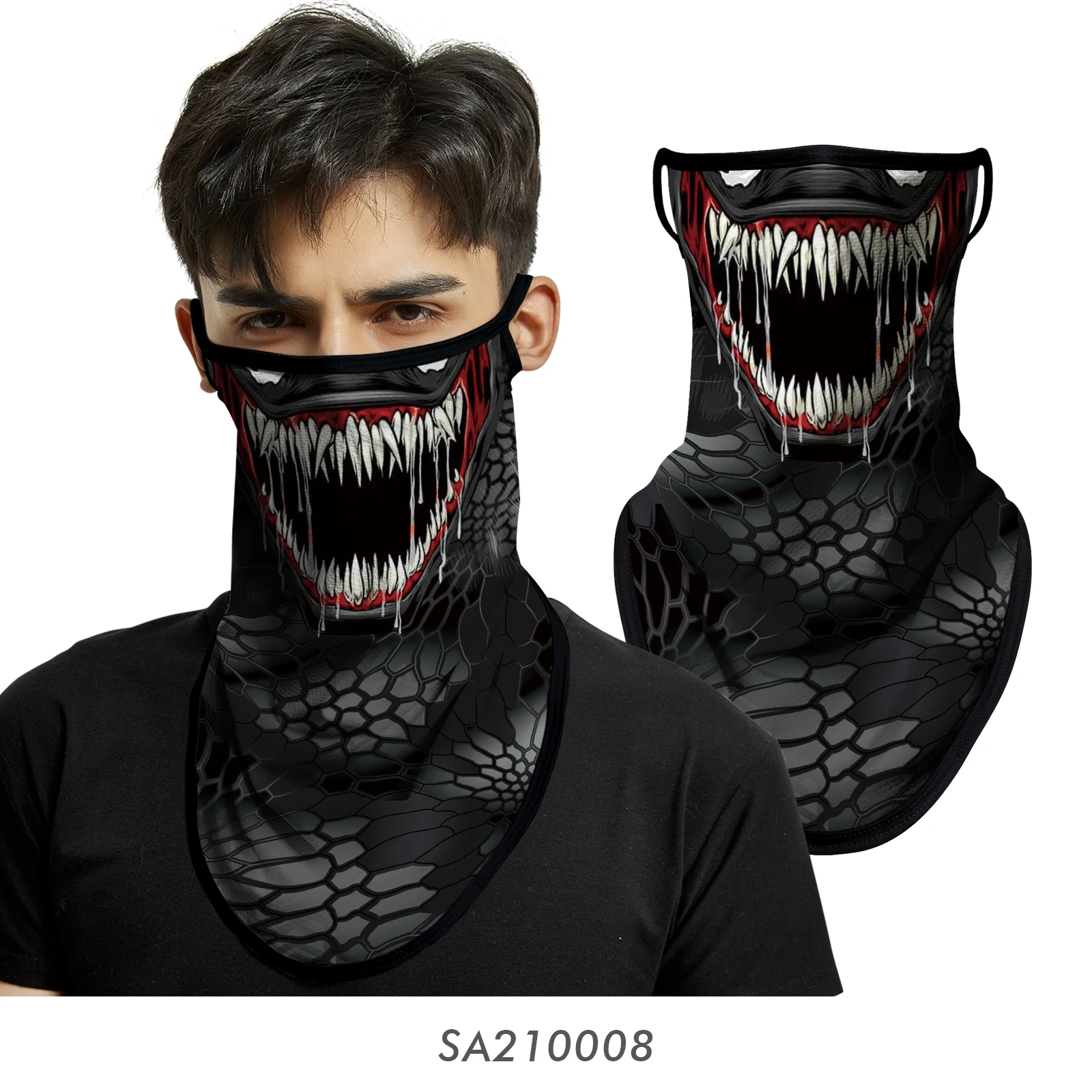 Bicycle UV Protection Face Mask Hiking Fishing Breathable Neck Cover Quick-drying Cycling Triangle Scarf Halloween 3D Skull Mask