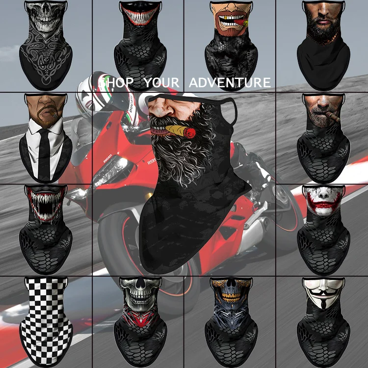 Bicycle UV Protection Face Mask Hiking Fishing Breathable Neck Cover Quick-drying Cycling Triangle Scarf Halloween 3D Skull Mask