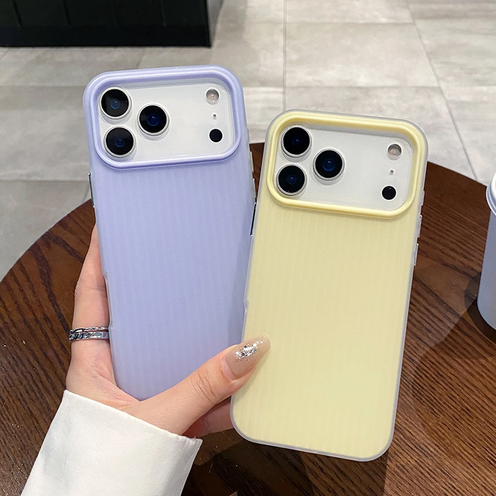 Stripe Corrugated Pattern Matte Translucent Phone Case For iPhone 18 17 16E 15 14 13 12 Pro Max Frosted Shockproof Armor Cover