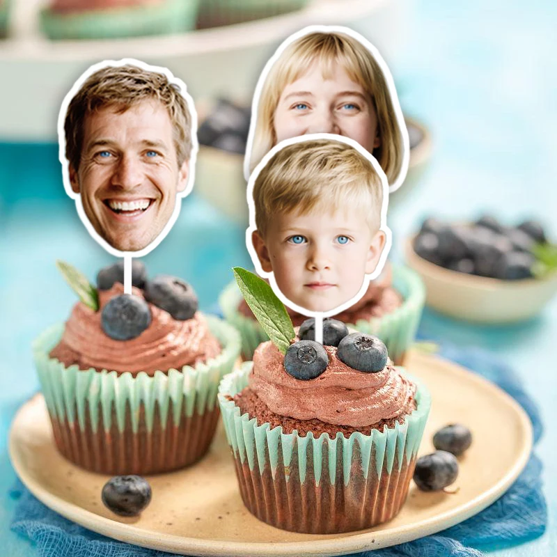 Customized Personalized Face Sticker Birthday Wedding DIY Decor Paper Cake Toppers Banner Cute Pet Custom Stickers Pendant
