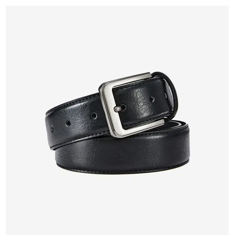 Men's Belt Boys Genuine Leather Belt Pin Buckle Belt Brown Middle-aged Youth Casual Trendy Men's Belt，Ideal for Gifting