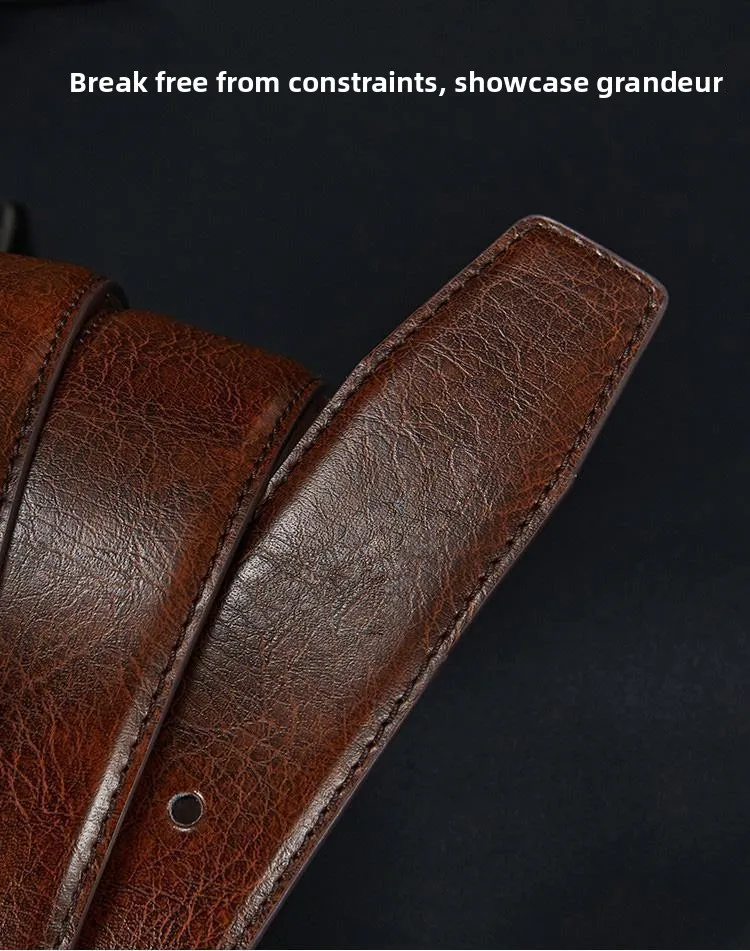 Men's Belt Boys Genuine Leather Belt Pin Buckle Belt Brown Middle-aged Youth Casual Trendy Men's Belt，Ideal for Gifting