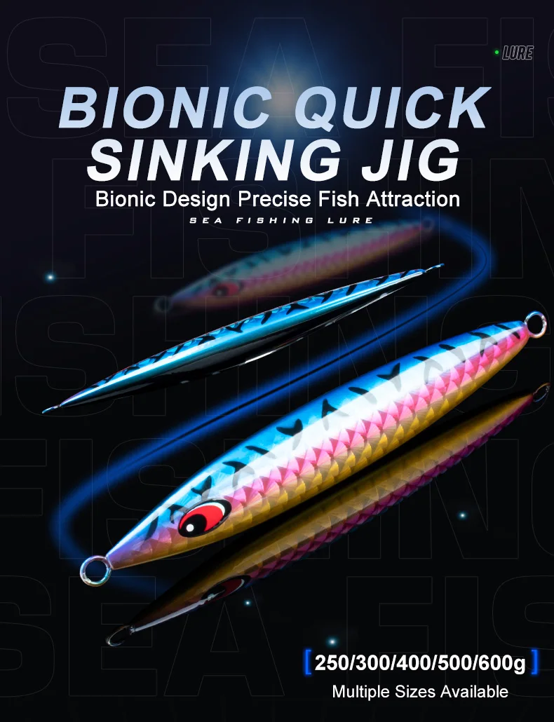 TEASER J116 250g 300g 400g 500g 600g Deepsea Big Game Trolling Vertical Jig Butterfly Offshore Metal Jigging Sinking Stick Lure