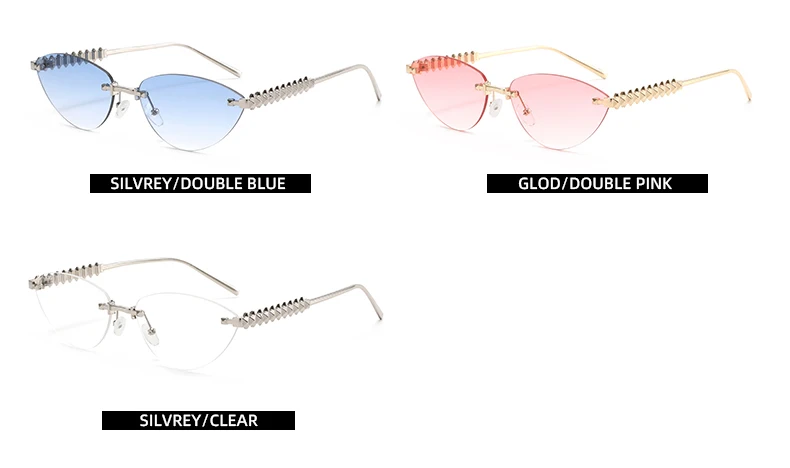 Cycling 1/2pcs Frameless Metal Cat Eye Fashion Sunglasses Triangle Rivets Personalized Women's Sunglasses Outdoor Travel Eyewear