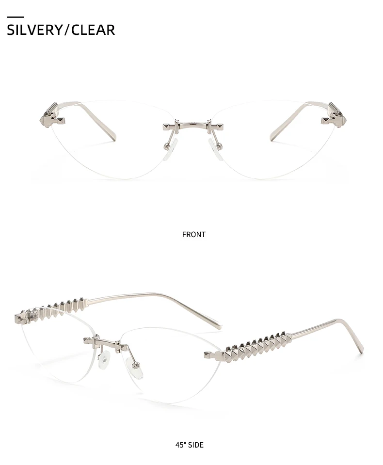 Cycling 1/2pcs Frameless Metal Cat Eye Fashion Sunglasses Triangle Rivets Personalized Women's Sunglasses Outdoor Travel Eyewear