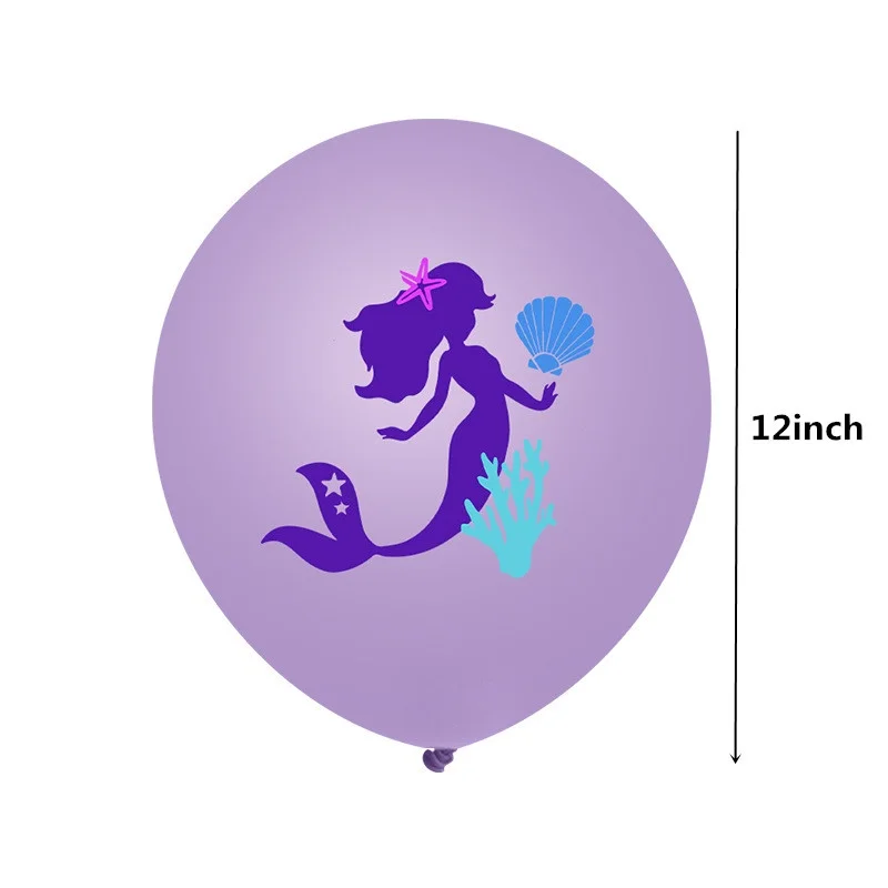 16pcs Mixed Mermaid Sea Life Animals Balloon 12inch Latex Balloon for Kids Girls Birthday Party Baby Shower Decoration