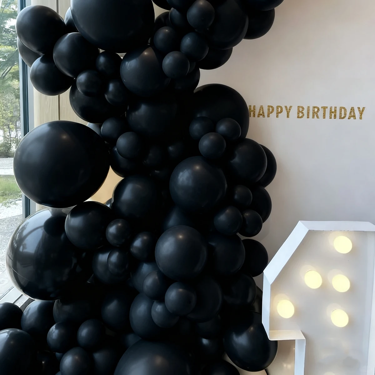 132pcs Black Balloons - 18/12/10/5 Inch - for Black Theme Birthday Wedding Baby Shower Halloween Grad Anniversary Party Arch Kit