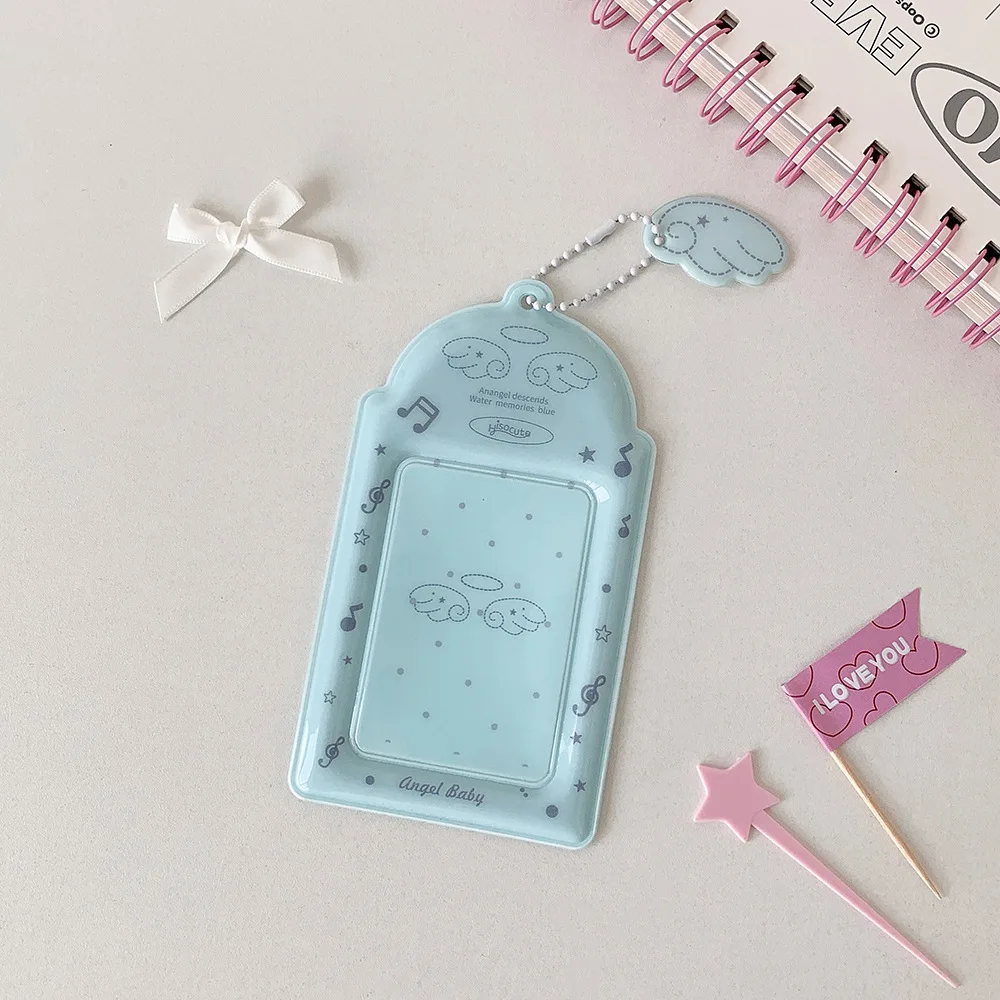 INS Fashion Korean Girl 3inch Idol Photo Storage Card Holder Cute Angel Wings Holder Pendant Card Clip Student Campus Card Cover