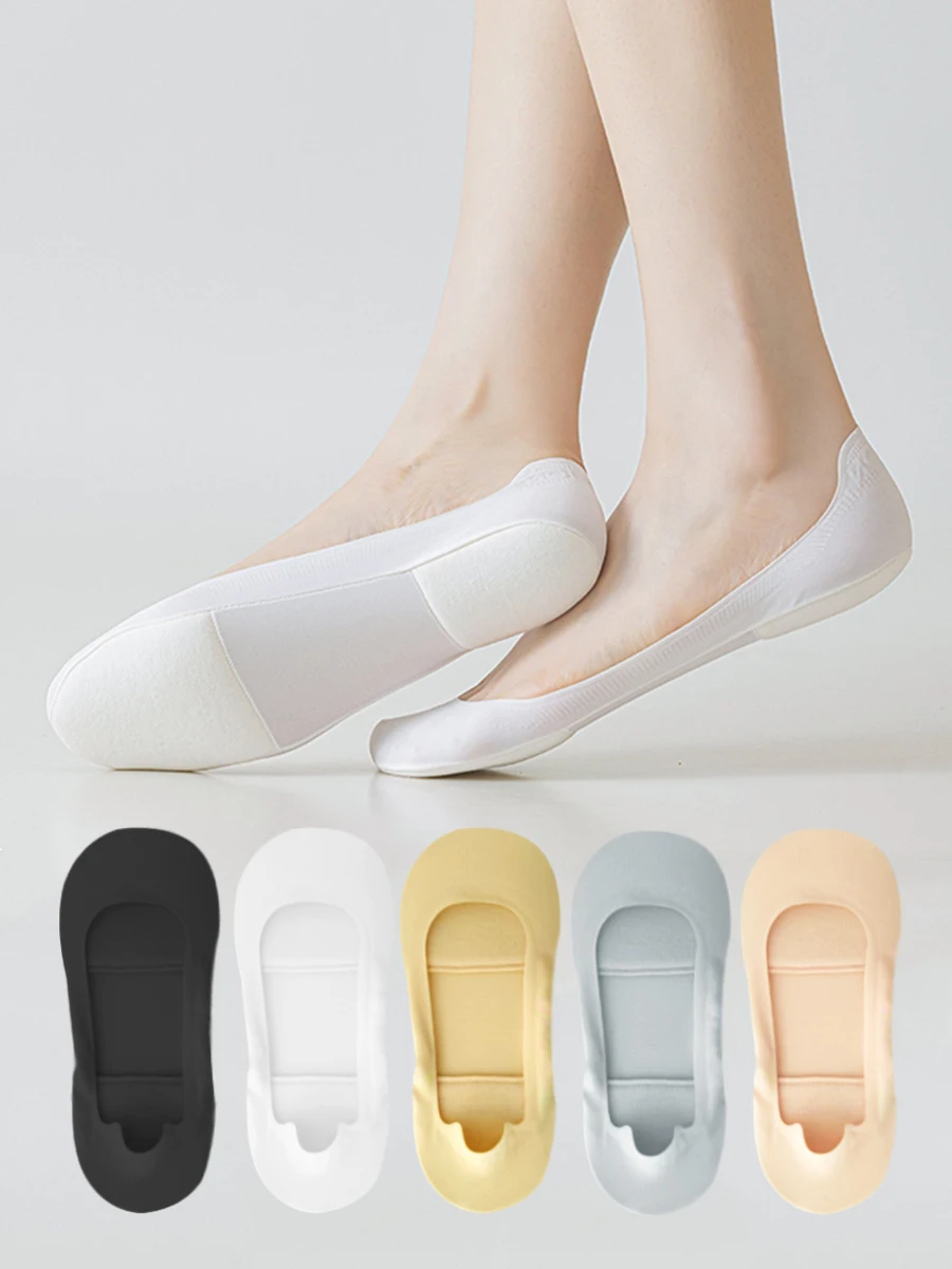 3 Pairs Of Women's Summer And Autumn Soft And Fashionable Thin Anti Slip Padded Short Socks