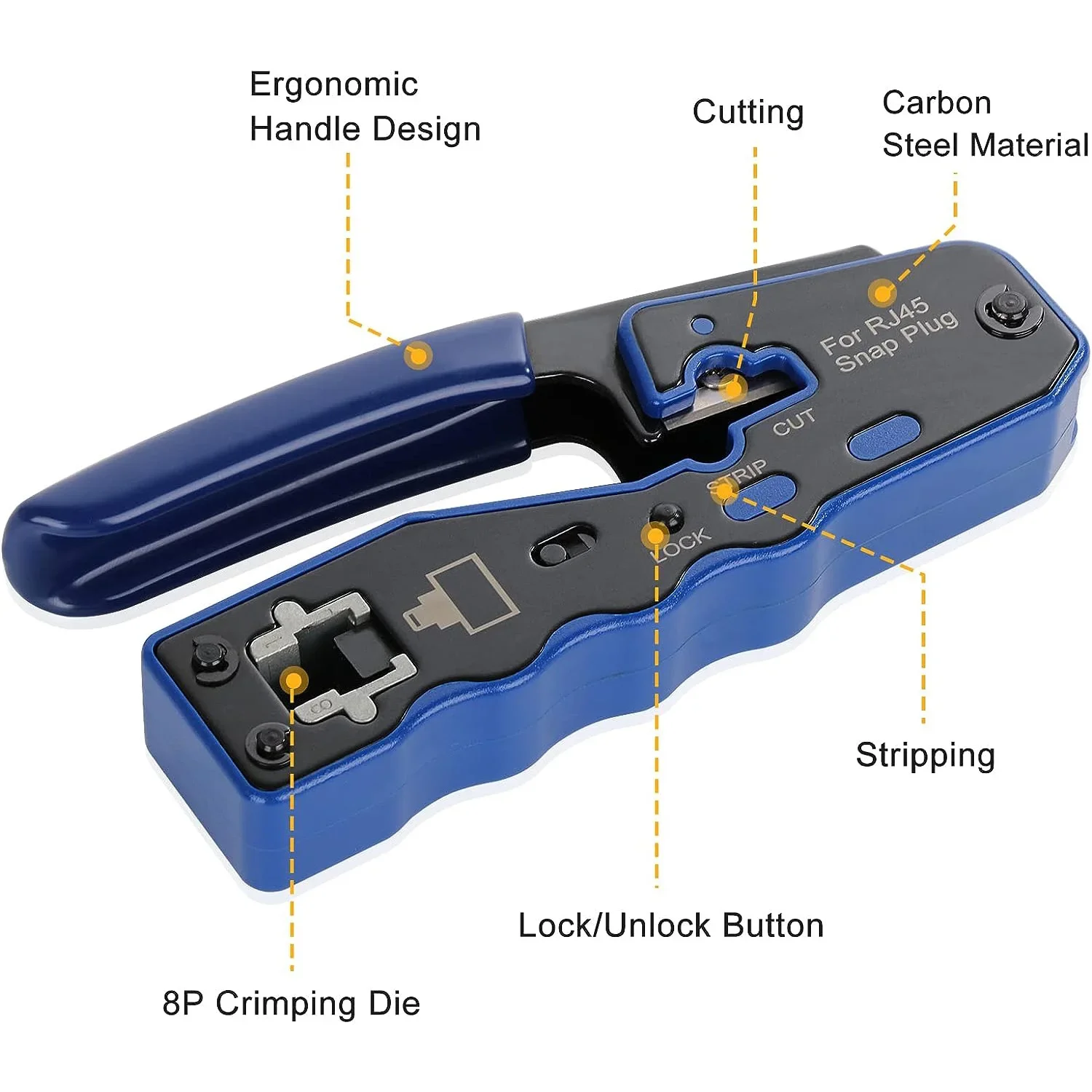 RJ45 CAT6 Crimping Tool Kit with Pass Through Connector,Boots and Tester for Cat5e Cat6 UTP Ethernet Cale